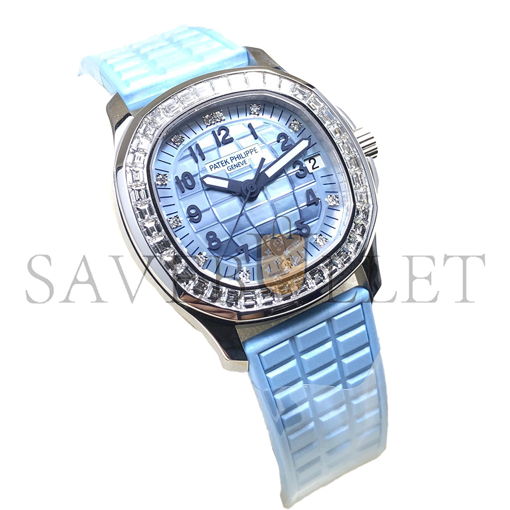 PATEK PHILIPPE AQUANAUT 18CT WHITE GOLD BLUE MOP WATCH 5072G-001